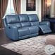 BelleAvenue Persian Blue Leather 85" Lay Flat Power Reclining Sofa with Power Headrest and USB Charging