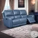 Bel Air Persian Blue Leather Power Reclining Living Room Set with Power Headrest and USB Charging