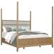 Escape Glazed Natural Oak King Upholstered Poster Bed