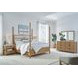 Escape Glazed Natural Oak King Upholstered Poster Bed