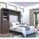 Pur Bark Grey 84" Full Murphy Bed and Shelving Unit with Drawers