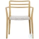 Dett Natural Wood And White Weave Dining Chair
