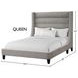 Jacob Luxe Light Grey Performance Fabric Queen Upholstered Panel Bed