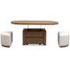 Silveroak Golden Oat and Beige Oval Lift Top Cocktail Table with 2 Upholstered Stools