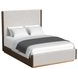 Perth Beige and Brown Queen Upholstered Platform Bed with LED