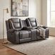 Briscoe Light And Dark Gray Double Glider Reclining Loveseat With Center Console