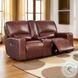Broadway Brown Leather 79" Lay Flat Power Reclining Console Loveseat with Power Headrest and USB Charging