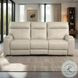 Bryant Taupe Leather 85" Lay Flat Power Reclining Sofa with Power Headrest and USB Charging