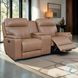 Bryant Tuscan Tan Leather 76" Lay Flat Power Reclining Console Loveseat with Power Headrest and USB Charging