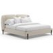 Madera Beige and Modern Walnut King Upholstered Panel Bed