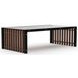 Pinstripe Dark Chocolate and Rich Walnut Rectangular Glass Top Cocktail Table