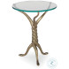 Brooke Clear Glass And Antique Brass Drink Table