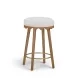 Oodle Cream and Light Walnut Performance Vegan Mohair Upholstered Counter Height Stool
