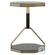 Compositions Black Glass And Satin Brass Drinks Table