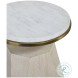 Cadence Carrara Marble And Sand Cerused Accent Table