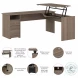 Cabot Ash Gray 72" 3 Position Sit to Stand L Shaped Home Office Set