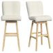 Cambria Beige Upholstered Swivel Bar Stool Set of 2