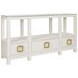 Campbell White 58" Glass Top Console Table with 3 Drawers
