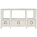 Campbell White 58" Glass Top Console Table with 3 Drawers