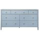 Carnegie Textured Light Blue Linen 7 Drawer Dresser
