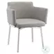 Suzzie Grey And High Polished Stainless Steel Arm Chair