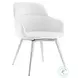 Pirouette White And High Polished Stainless Steel Arm Chair
