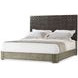 Echoes Gray Echo Oak and Black Leather California King Upholstered Panel Bed