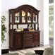 Antoinette Brown 3 Drawers 4 Glass Door Buffet and Hutch with LED lighting
