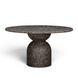 Cynthia Dark Emperador and Walnut Outdoor 54" Round Marble Top Dining Table