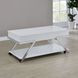 Zena White Rectangular Lift Top Cocktail Table with Casters