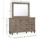 Lancaster Dovetail Gray 9 Drawer Dresser with Rectangular Mirror