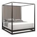 Pinstripe Dark Chocolate and Rich Walnut Queen Canopy Bed