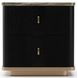 Rhythm Black Stained Ash and Neutral Metallic 2 Drawer Small Nightstand with Travertine Top