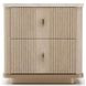 Rhythm Sun Drenched Oak and Neutral Metallic 2 Drawer Nightstand with Travertine Top