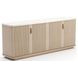 Rhythm Sun Drenched Oak and Neutral Metallic 4 Door Sideboard with Travertine Top