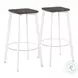 Clara Vintage White Metal And Espresso Bamboo Bar Stool Set Of 2