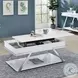 Titus White And Chrome High Gloss Lift Top Cocktail Table