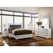Clementine Glossy White King Upholstered Panel Bed