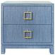Cole Blue Dyed Rectangular 2 Drawer Glass Top Side Table