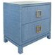 Cole Blue Dyed Rectangular 2 Drawer Glass Top Side Table