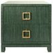 Cole Green Dyed Rectangular 2 Drawer Glass Top Side Table