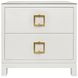 Cole White Rectangular 2 Drawer Glass Top Side Table