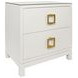Cole White Rectangular 2 Drawer Glass Top Side Table