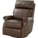 Crews Ashford Walnut Leather Swivel Glider Recliner with Nailhead Trim