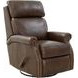 Crews Ashford Walnut Leather Swivel Glider Recliner with Nailhead Trim