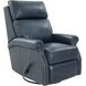 Crews Barone Navy Blue Leather Swivel Glider Recliner with Nailhead Trim