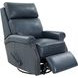 Crews Barone Navy Blue Leather Swivel Glider Recliner with Nailhead Trim