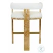 Cruise Matte Burl Wood And White Linen Counter Height Stool