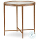 Logan Glass And Warm Gold Leaf Brass Round Chairside Table