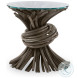Knot Clear Glass And Grey End Table